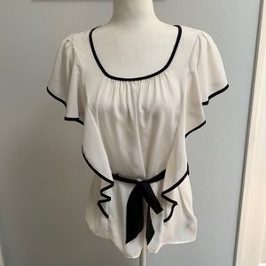 AB Studio Cream and Black Blouse - Sz L